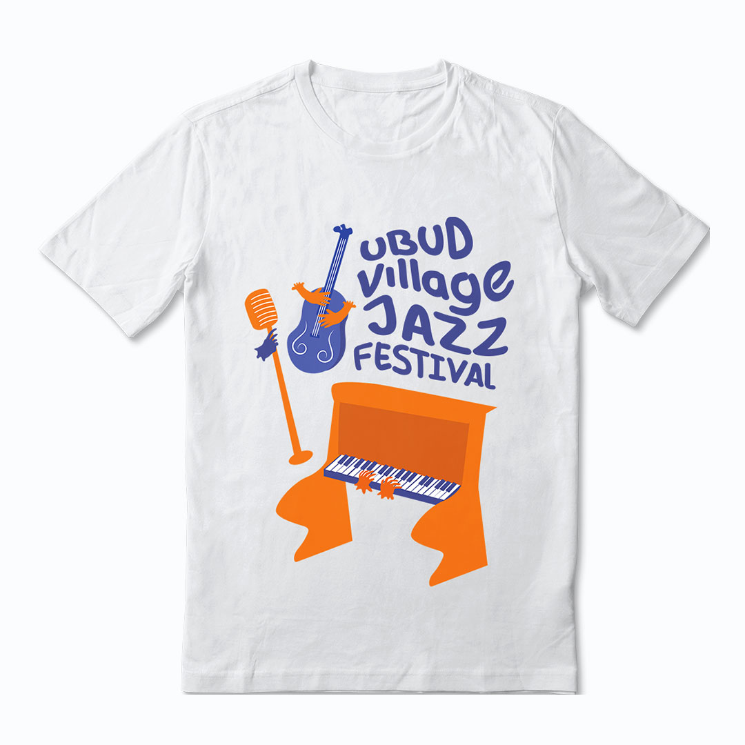 White T-Shirt Piano and Bass 2023 Shop Ubud Village Jazz Festival