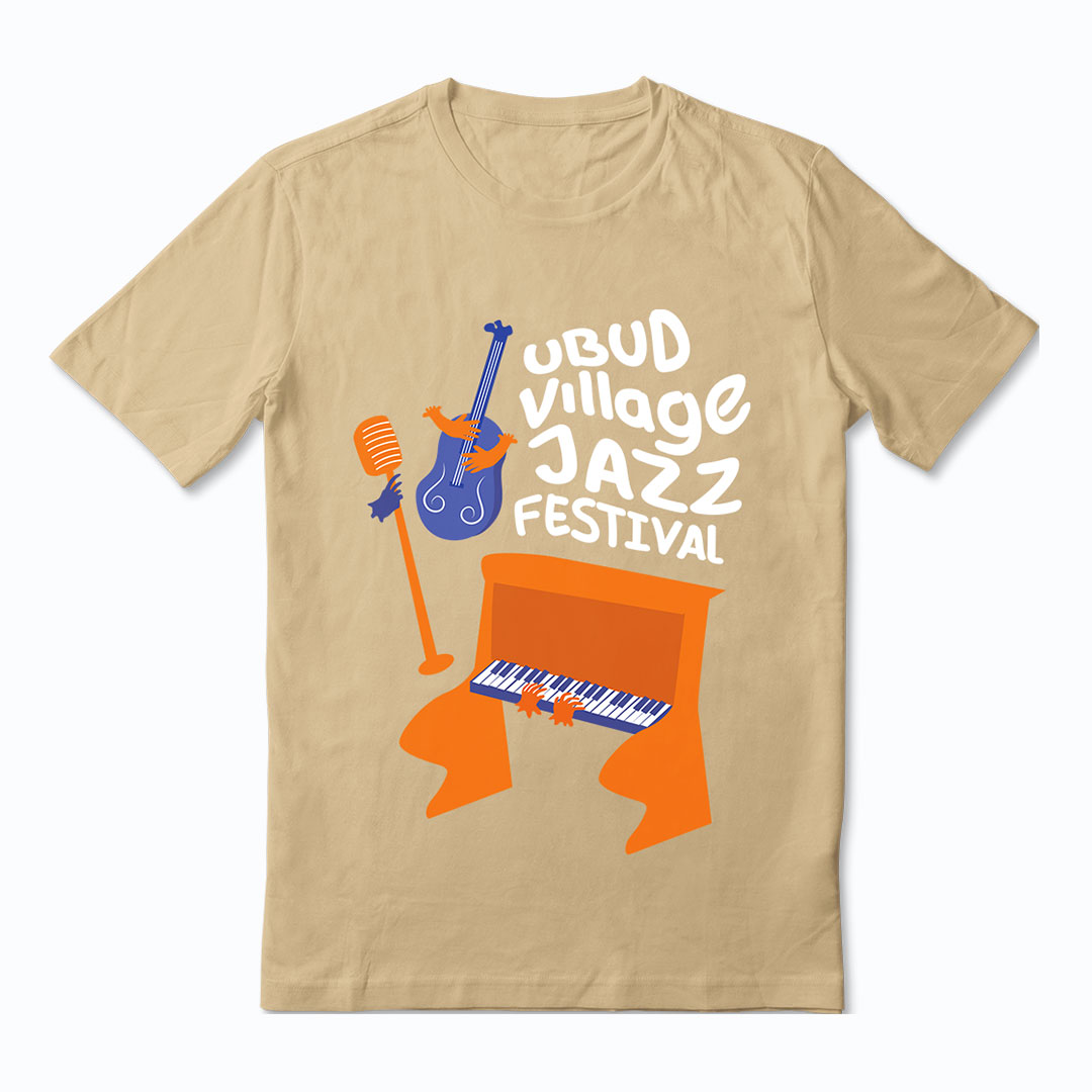 Beige T-Shirt Piano and Bass 2023 Shop Ubud Village Jazz Festival